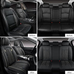 MINGBRON Leather Car Seat Covers 5 Pieces, Full Set Universal Seat Covers for Cars, Waterproof Nappa Leather Auto Seat Protectors, Black Car Seat Cover Most Sedans SUV Pick-up Truck Black&BeigeLine - Image 3