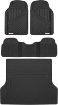 Motor Trend FlexTough™ Baseline Rubber Car Floor Mats with Trunk Mat Cargo Liner, Front & Rear Combo Set fits Most Car SUV Van Coupe Sedan, Heavy Duty All Weather Trim to Fit by MotorTrend