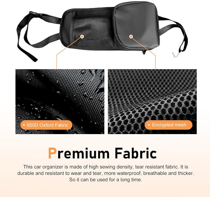 Car Seat Storage Hanging Bag, Multi-Pocket Seat Side Organizer with Mesh Pocket, Multifunctional Storage Pouch for Phone Wallet Glasses Drink, Universal Car Holder for Sedans SUVs Trucks - Image 4