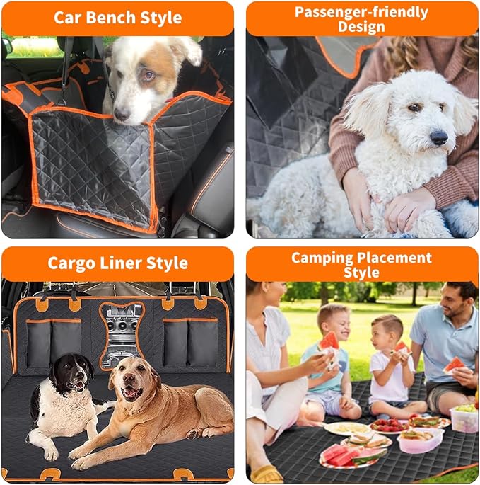 Dog Car Seat Cover,Back Seat Extender for Dogs,600D Heavy Dute Durable Car Seat Cover for Dogs Pets,100% Waterproof Back Seat Pet Cover for Dogs with Mesh Window, with Seatbelt,Trucks and SUVs - Image 6