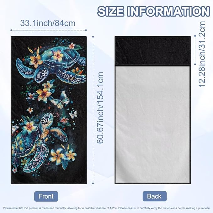 Boho Sea Turtle Car Seat Towel with Storage Bag Sweat Auto Seat Towel Cover Sea Turtle Flower Car Interior Accessories for Women Universal Non Slip Waterproof Protector for Beach Yoga Towels - Image 7