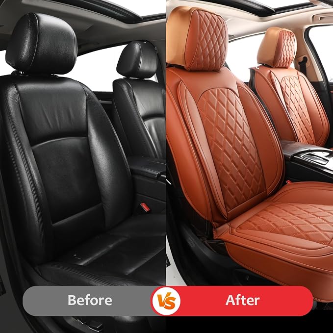Seat Covers Full Set,Leather Seat Covers Car Seat Protector Brown | Waterproof Car Seat Covers,Universal Seat Cover Automotive Seat Protector For SUV Sedan Truck For Families,Pets,Commuter - Image 5