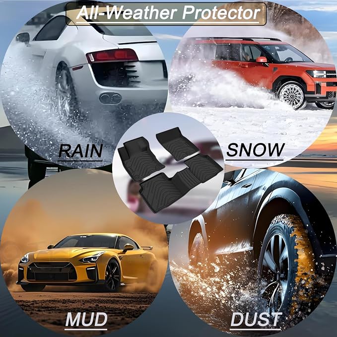 All Weather Floor Mats Floor Liner Waterproof Rug for Ford Ranger 2019-2023 | 3D Laser Precision Fit Waterproof Durable Non-slip Odorless Front Rear Full Sets Trunk Tray Carpet Liners Accessories - Image 2