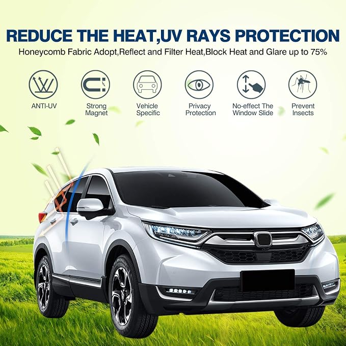 Cartist Car Window Shades for Honda CR-V CRV 2017-2022 Accessories, Side Rear Window Covers Sun Shade Breathable Magnetic Mesh Shades Sunshade Protector UV Rays Privacy Protection 4PCS - Image 2