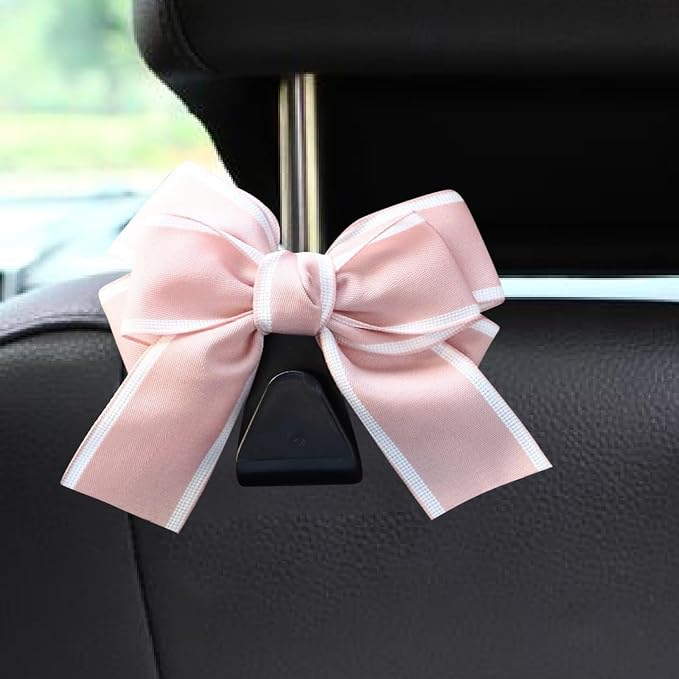 2 Pcs Car Bow Seat Headrest Hook, Multi-Functional Automobile Seatback Hanging Organiser,Car Purse Hooks Fits For Most Cars (Pink) - Image 5