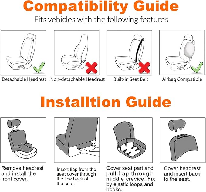 Car Seat Cover Hippie Boho Baja Saddle Blanket 4PCS Front Set Grey | Breathable, Washable without Fading, Anti-Slip, Airbag Compatible, Universal Fit for Most Automotive, Sedan, SUVs - Image 2