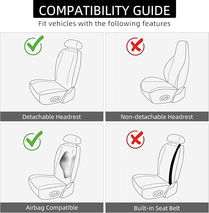 BEITK 2 Pack Waterproof Full Surround Leather Car Seat Covers Full Set | PU Leather, Scratch-resistant, Universal Fit for Cars Trucks SUV, Easy to Install - Image 6