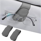 AICEL 2PCS Sunglasses Holders for Car Sun Visor, Magnetic Clip, Gray | Leather Eyeglasses Hanger Mounter, Magnetic Glasses Holder and Ticket Card Clip, Car Accessories, Universal Fit by AICEL
