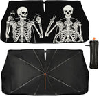 Funny Skeleton Driving Car Windshield Sunshade Umbrella Sun Shade | Skull Sunshades for Car Funny Umbrella Windshield Sun Shade Upgraded Blocks UV & Heat Front Window Shades for SUV Sedan Auto by Unknown
