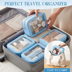 Hsei 6 Pcs Clear Makeup Bags Diaper Bag Organizer Travel Toiletry Bags with Zipper Clear Cosmetic Organizer Car Storage Pouch Bridesmaid Gift for Women Beach Vacation (Blue) - Image 6