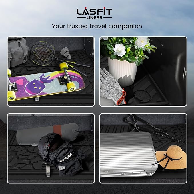 LASFIT Cargo Mat for Jeep Wrangler 4XE 2021-2025 4 Doors with Subwoofer | Plug-in Hybrid EV-Gas (PHEV), All Weather, TPE, Custom Fit, Trunk Mat, Cargo Liner, Black - Image 7