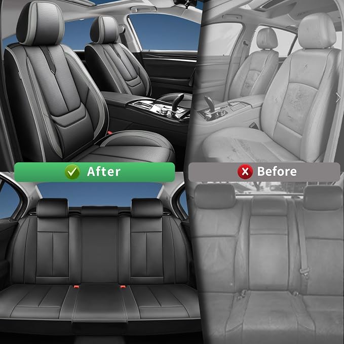 Fit Kicks Car Seat Covers for Nissan Kicks 2018-2024 2025 2026 -Upgraded Premium Waterproof & Breathable Leather,Airbag Compatible,All-Weather Seat Cushion Protector,2 Front/Black-Grey - Image 4