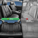Fit Versa Car Seat Covers for Nissan Versa 2007-2024 2025 2026 -Upgraded Premium Waterproof & Breathable Leather,Airbag Compatible,All-Weather Seat Cushion Protector,2 Front/Black-Grey - Image 4