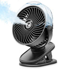 SWEETFULL Portable Misting Clip On Fan, USB-C Rechargeable Mini Personal Cooling Fan with 4 Speeds, 360° Rotatable, Quiet Cooling for Outdoor, Camping, Golf Cart, Travel, Stroller & Desk (Black) by SWEETFULL