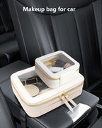 KOTORA Clear Makeup Bag Organizer Set,Portable Travel Toiletry Case for Women, Vegan Leather Cosmetic Pouch Car Bag for Essentials Car Accessories for Women Girls(White) - Image 7
