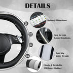 CAR PASS Bling Diamond Black Leather Steering Wheel Cover, Studded Crystal Rhinestones Universal Fit 14" 1/2-15" Glitter for Women Sparkle Girl Fit Suvs,Vans,Sedans,Car,Trucks, Multicolor Diamond - Image 6