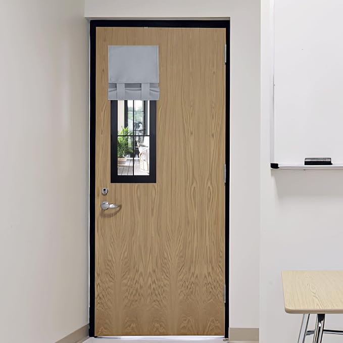 RYB HOME Classroom Door Window Cover Lockdown Shades Blackout, No Drill | Privacy Sidelight Glass Door School Office Blinds, Room Darkening Blocks Views, Portable Curtains, W12 x L30, 1 Panel by RYBHOME