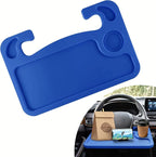 Car Steering Wheel Desk, Portable Car Tray, Durable Multi-Functional Travel Workstation with Cup Holder, Car Essentials Portable Laptop Tray & Eating Table for Most Vehicles Road Trip (Blue) by Unknown