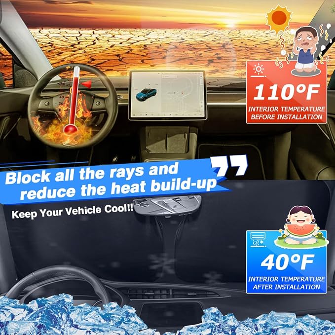 Canvcle Windshield Sun Shade for 2022-2025 2026 Nissan Frontier Accessories Thicken 6-Layer Front Window Sunshade Cover Sun Visor Protector Foldable Block UV Rays Keep Vehicle Cool - Image 2