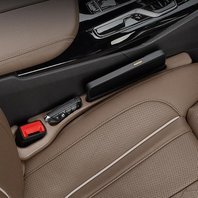 YLXGT Car Seat Gap Filler Organizer Universal for Car SUV Truck Accessories Seat Gap Plug Blocker with Storage Slot Brown 2 Pack - Image 2
