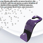 Bling Car Seat Headrest Hooks Purple Car Accessories for Women Crystal Rhinestone Auto Seat Back Hanger Storage Organizer for Purse Handbag Coat, Universal Purse Hook for SUV Truck（4PCS Purple） - Image 3