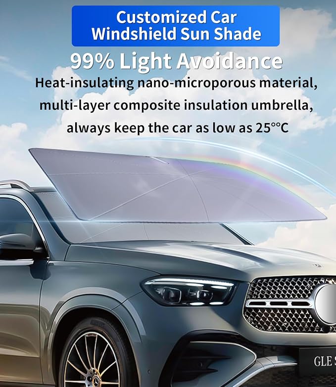 Custom-Fit for Infiniti Windshield Sun Shade Umbrella,Protect Car from Sun Rays,Foldable Car Umbrella Sunshade Cover with 360° Bendable Handle,Designed for Infiniti Accessories (for Infiniti JX) - Image 4