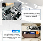 Car Seat Gap Filler Organizer with Cup Holder Expander, Leather Console Seam Filler Storage Box, Auto Front Seat Gap Organizer for Phones Keys Glasses, Universal Fit (Brown Passenger) - Image 6