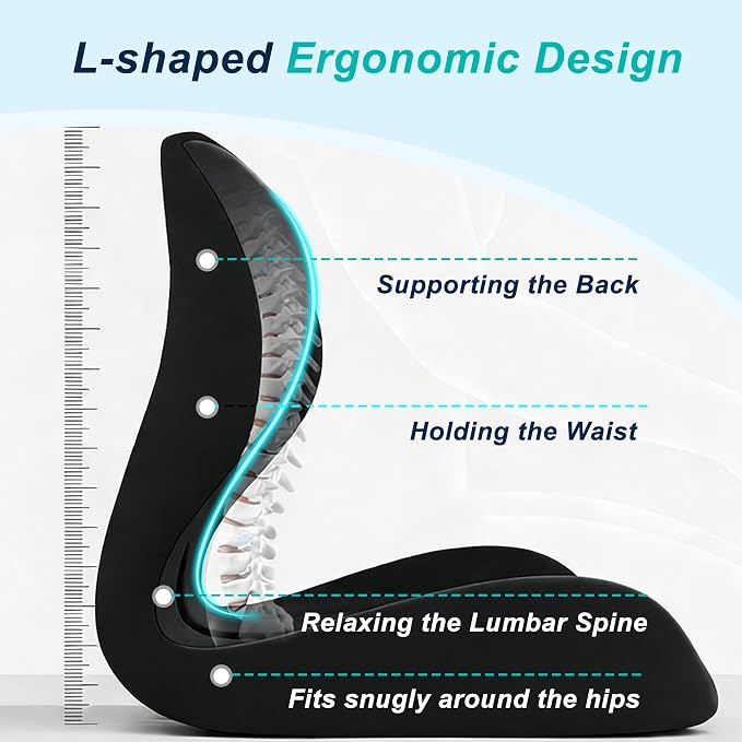 Seat Cushion for Office Chair, Ergonomic Cushion with Lumbar Support Pillow | Orthopedic Memory Foam Coccyx Cushion for Tailbone & Sciatica Pain Relief, Ideal For Office Chairs, Car Seats, Wheelchairs - Image 3