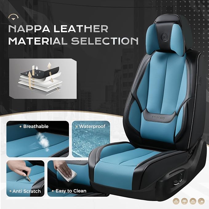 Coverado Car Seat Covers, Seat Covers for Cars, Waterproof Leather Auto Seat Protectors, Leather Car Seat Cushion, Car Interiors Accessories Universal Fit for Most Cars - Image 2