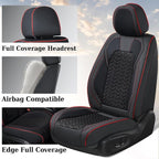 Coverado Seat Covers Full Set, Seat Covers for Cars, Car Seat Covers Winter, Breathable Faux Leather Car Seat Protector Car Seat Cushion, Black Car Seat Covers Universal Fit for Most Cars SUVs Trucks - Image 2