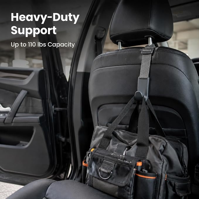 4 Pack Headrest Hooks for Car, Adjustable Purse Hook, 110 LBS Heavy Duty, Vehicle Seat Back Organizer for Purses, Bags, Handbags, Easy Install ﻿(Gray) - Image 4