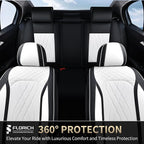 FLORICH Leather Car Seat Cover Full Set Automotive Seat Covers 5 Seats Front and Back Seat Cover Full Coverage Car Seat Cushion Universal Fit for Most Car Truck SUV Seat Protection, Black&White - Image 9