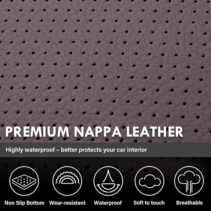 Coverado Silverado Seat Covers Full Set, Faux Leather Car Seat Covers Fit for Chevy Silverado GMC Sierra 2007-2013 & 2019-2026 1500, 2020-2026 2500HD 3500HD Crew Double Extended Cab(Brown) - Image 9