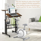 SIDUCAL Mobile Standing Desk, Portable Stand Up Desk, Small Adjustable Converter with Wheels Home Office Workstation, Rolling Laptop Cart for Sitting, Rustic Brown - Image 6