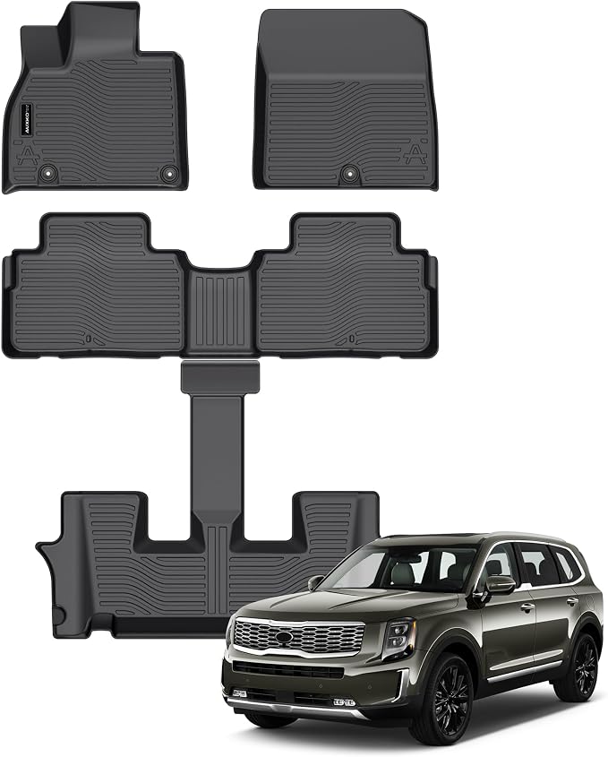 Auxko Floor Mats Fit for Kia Telluride 2020-2025 Bucket Seat | All Weather,All Season,Odorless,Anti Slip,Rain&Salt Resistant,TPE Material,Black,Accessories by AUXKO