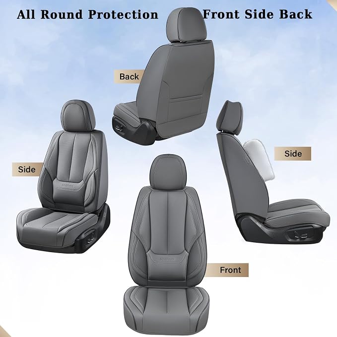 Coverado Seat Covers, Car Seat Covers Front Seats, Car Seat Cover, Car Seat Protector Waterproof, Car Seat Cushion Nappa Leather, Gray Seat Covers Carseat Cover Universal Fit for Most Cars - Image 6