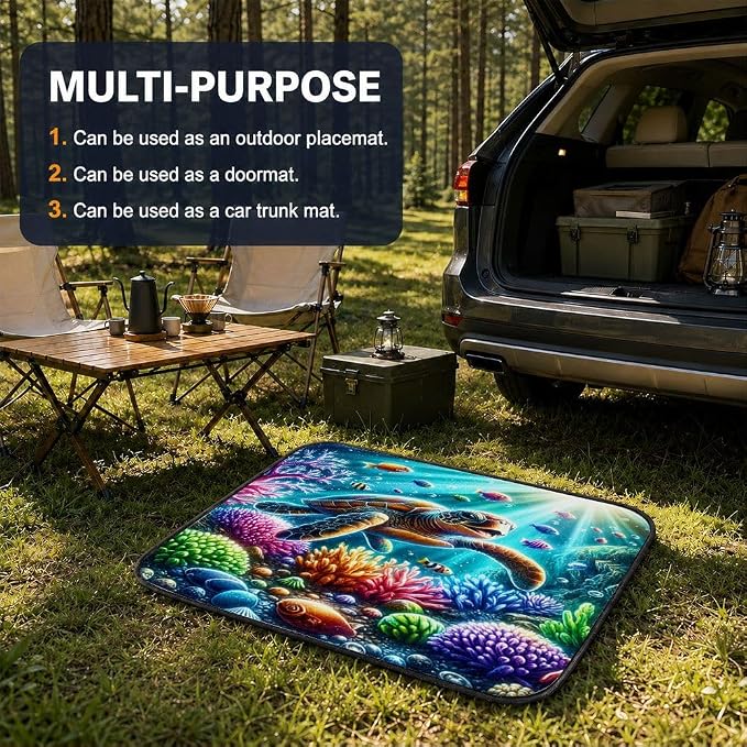Car Trunk Mat for SUV, 29"x39" Cute Colorful Turtle Cargo Liner Protector | All Weather Universal Cargo Liners for Dogs, Car Accessory for SUVs/Sedan/Wagons, Durable Non-Slip Washable Rear Cargo Mat - Image 5