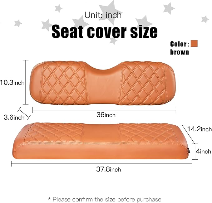 NOKINS Golf Cart Seat Covers Fits Aftermarket Standard Rear Seat Cushion | Fit for Club Car Precedent/DS/EZGO RXV/TXT/Yamaha Drive, No Stapler, Multiple Colors&Breathable (All Brown) - Image 5