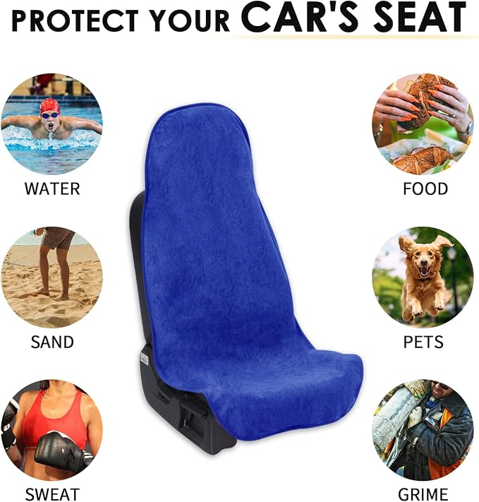Waterproof Car Seat Cover Universal Fits Car Sweat Towel for Trucks SUV Van Royal Blue Car Seat Protector Sweat Proof Protector Cloth Seats Pack of 1 - Image 7