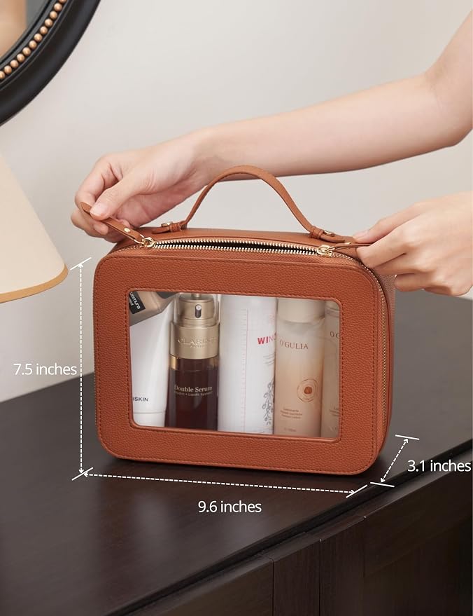 Clear Makeup Bag Toiletry Case Travel Transparent Cosmetic Bag with Zipper, Portable Make Up Organizer Traveling Compact Car Bag for Essentials - Image 3