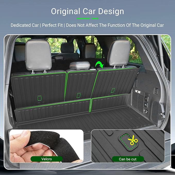 xipoqix Cargo Mat Compatible with 25-26 Ford Expedition Lincoln Navigator | Trunk Mat Backrest Liner TPE Cargo Liner Replacement for 2025 2026 Ford Expedition Accessories (Trunk Mat+Backrest Mats) - Image 2