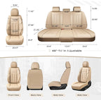 Coverado Car Seat Cover, Cover for Cars Full Seat, Premium Leather, Universal Fit Waterproof Seat Protectors, Car Seat Cushion Non-Slip for Most Cars-Beige - Image 5