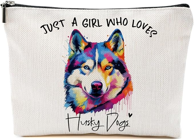 Husky Gifts Makeup Bag Husky Lovers Cosmetic Bag Travel Organizer Bags | Makeup Pouch, Christmas Birthday Friendship Animal Lovers Gifts for Women Girls Sisters by Unknown