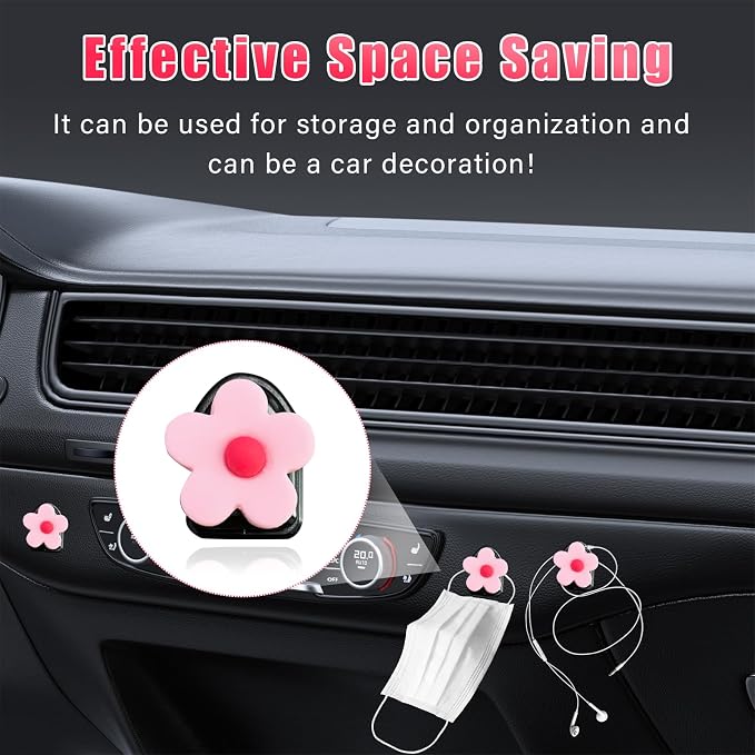 Augeny 8 PCS Car Seat Headrest Hook, Auto Seat Hook Hanger Storage Organizer, Adhesive Hooks for Purse Coat Umbrella Grocery Bag, Universal Interior Accessories for All Vehicles (Pink) - Image 4