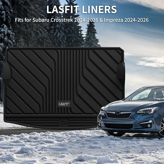 LASFIT Cargo Mat for Subaru Impreza & Crosstrek 2026 2025 2024 (Non Hybrid) | All Weather Custom Fit Anti-Slip Pet Friendly Easy Clean TPE Trunk Mat Cargo Tray Liner Accessories, Black - Image 2