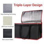 Bodaon 3-Pack Insulated Food Delivery Bag for Hot and Cold Meal, XXXL Cooler/Thermal Bags, Grocery Tote Insulation Bag for Catering, Large Pizza Warmer, Black with Red Edge - Image 5