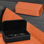 Car Sunglasses Holder, Large Capacity Universal Fit Adhesive Mount Eyewear Case with Magnetic Closure Glasses Protective Storage Box for Man Women Orange - Image 5