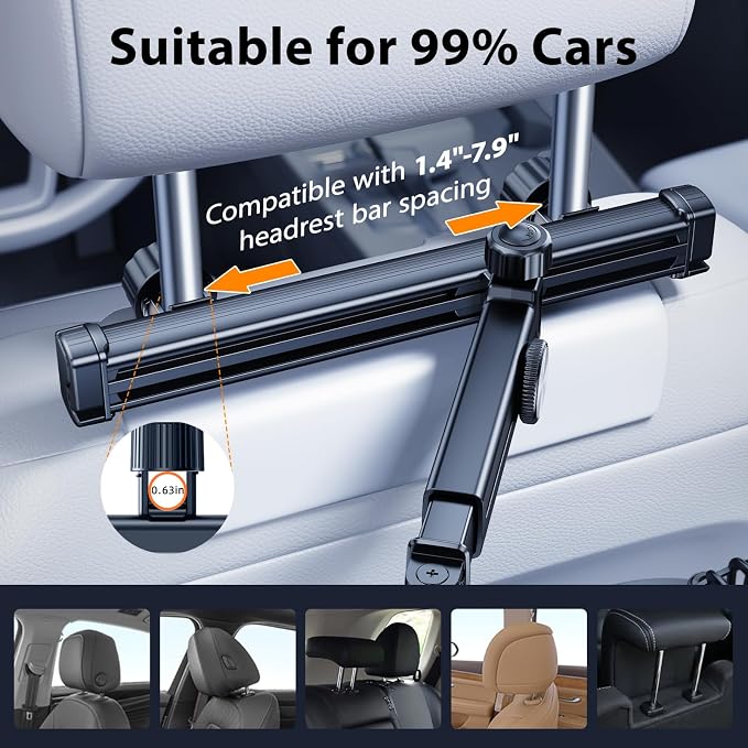 ELOHEI 12V Quiet Car Fan for Backseat Kids with Foldable Stand | 3 Speed 360° Rotate Dual Head Usb Car Fans Strong Wind Power for Universal Cars SUV Sedan Trucks - Image 3