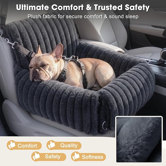 MIXJOY Dog Car Seat for Small/Medium Dogs up to 23 lbs, Multi-Functional Dog Carrier for Car with Detachable Washable Cover, Pet Travel Bed with Clip-On Safety Leash, Grey - Image 3