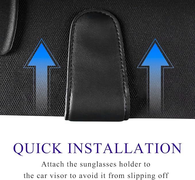 KVAEY Bling Sunglass Holder for Car Visor, Magnetic Leather Visor Clip Glasses Holder with Sparkling Rhinestones, Crystal Visor Ticket Card Clip for Women Girls, Car Accessories (Black & Pink) - Image 6